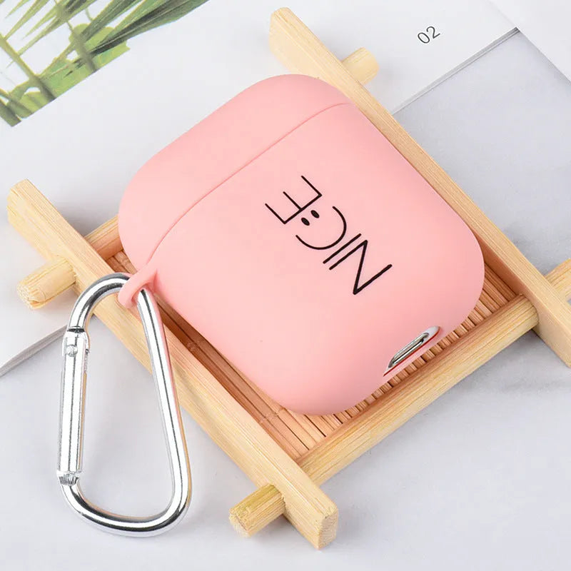 Wireless headset cover for Apple AirPods in black and pink colours with various style designs