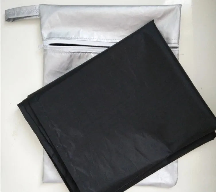 Magnetic car snow shield in Black or Silver, shown in 215x150x125cm or 245x180x145cm size for winter car cover use