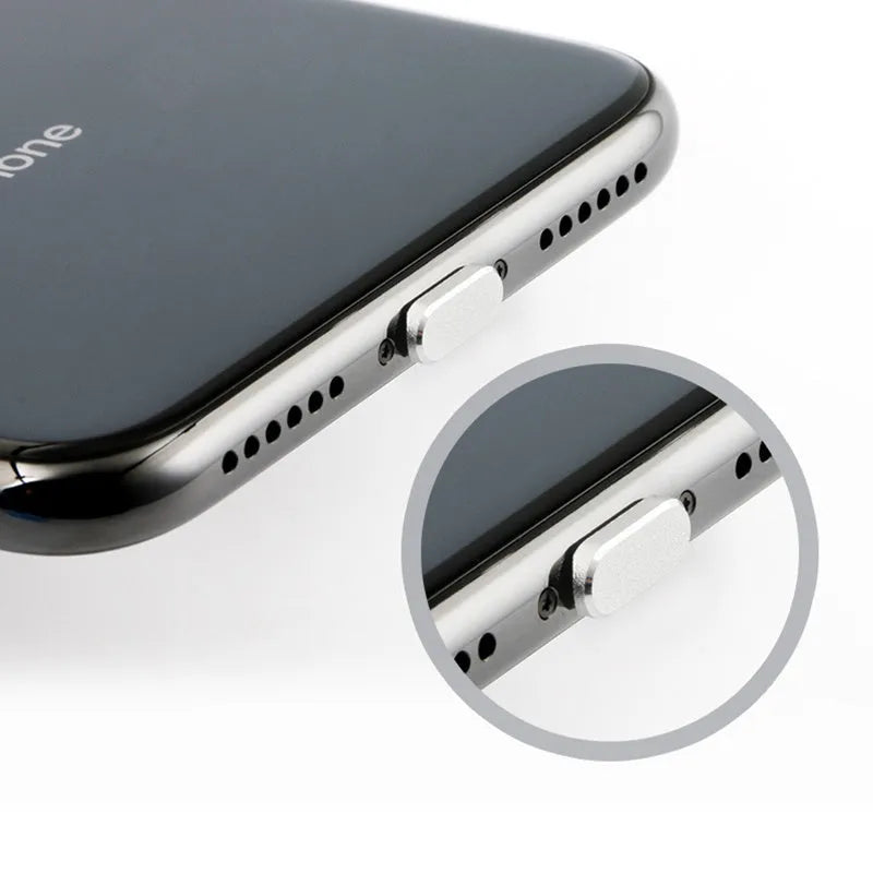 Aluminium alloy iPhone charging port dust plug in various colours for models X, XR, Max, 8, 7, 6, S, Plus