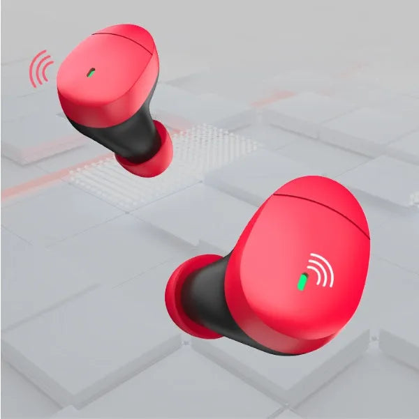 Flame red Qualcomm Bluetooth 5.2 wireless earbuds with APTX support and bilateral stereo design