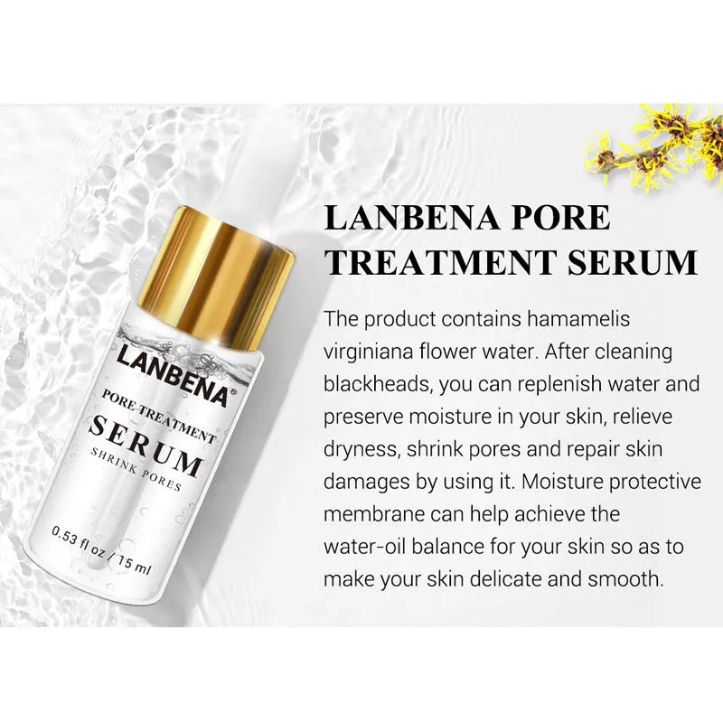 15ml pore treatment serum with witch hazel flower water for blackhead care and large pores