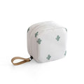 Cube-shaped cloth makeup storage bag in blue colour with plain pattern, approximately 20cm dimensions
