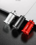 USB car charger with aluminium housing in black showing 4.8A output and PPS/QC logos
