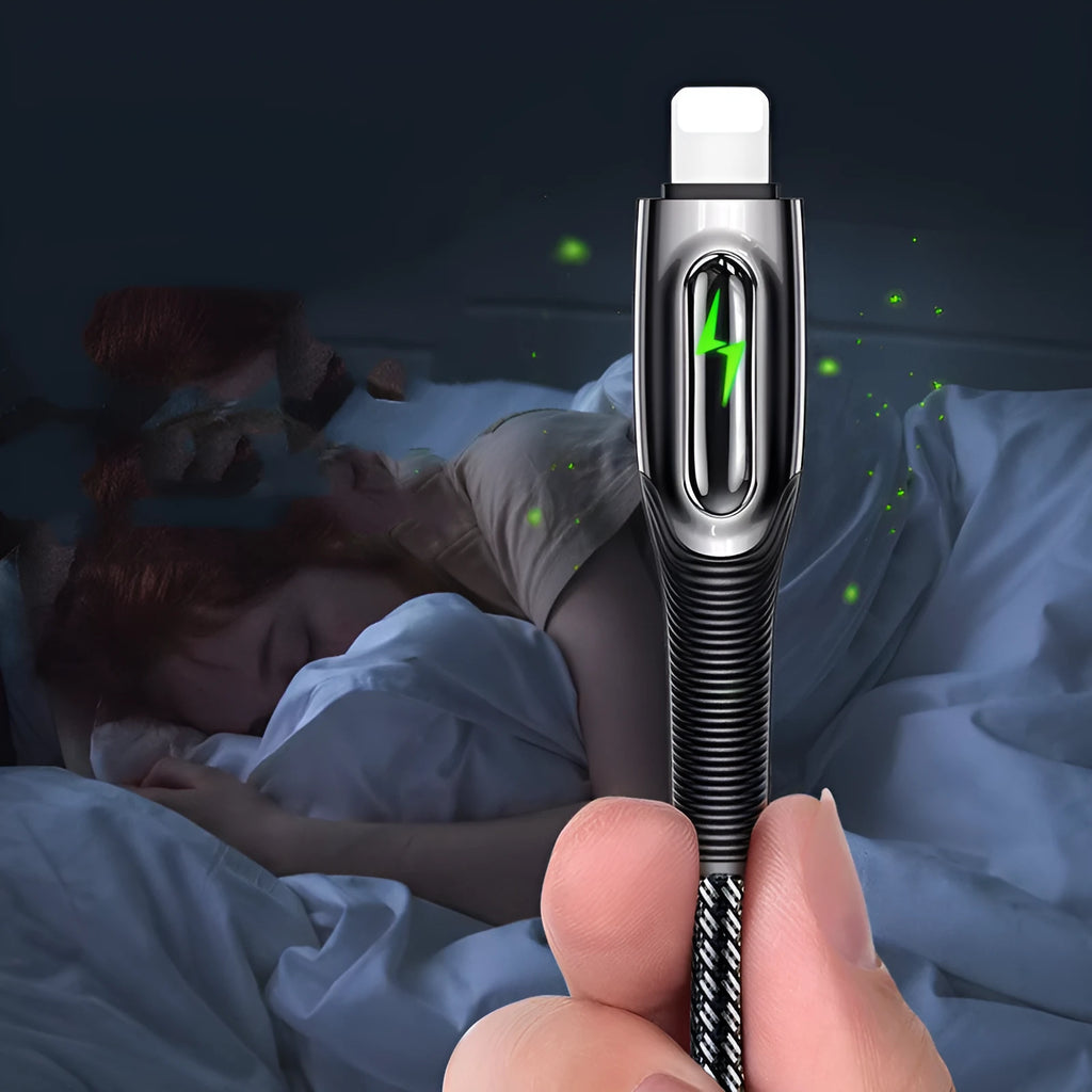 Braided Lightning charging cable with zinc alloy connectors in black or dark green