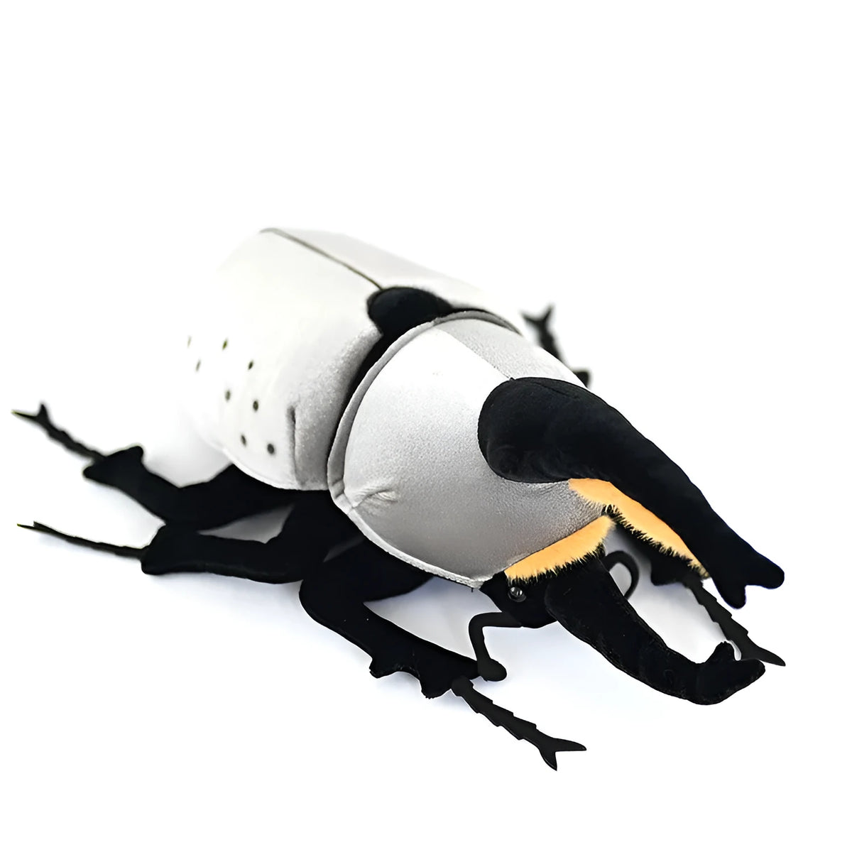 White worm plush toy doll in black, 23cm mouth-to-tail, Korean velvet fabric, PP cotton and rubber granules