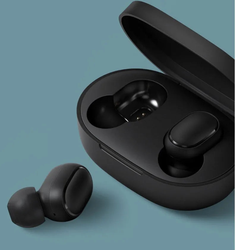 Redmi AirDots 2 black true wireless headphones with charging case and three ear tip sizes