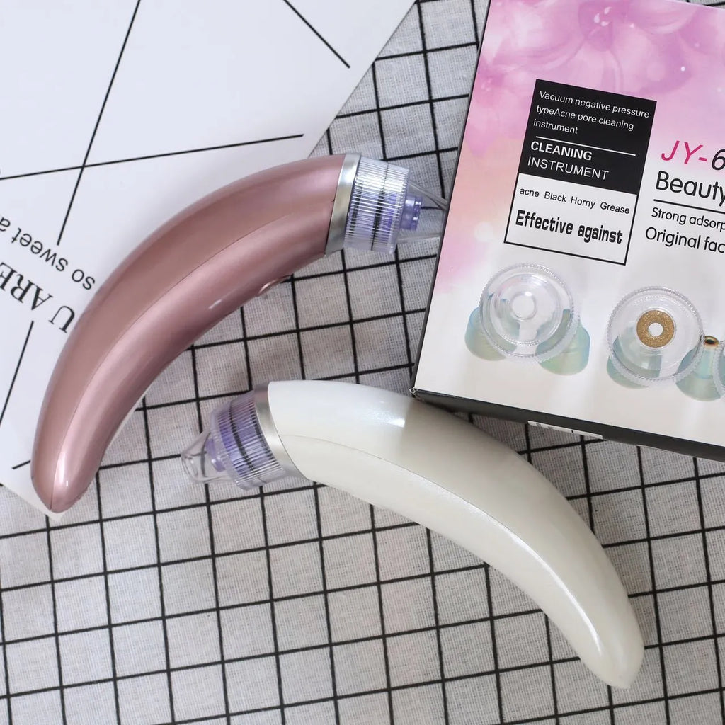 Electric blackhead suction instrument in rose gold or white with 3.7V output for facial and nose pore cleansing