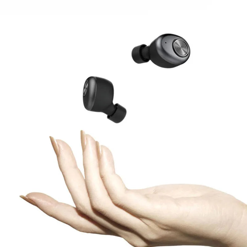 Black over-ear wireless Bluetooth headset with adjustable headband and microphone.