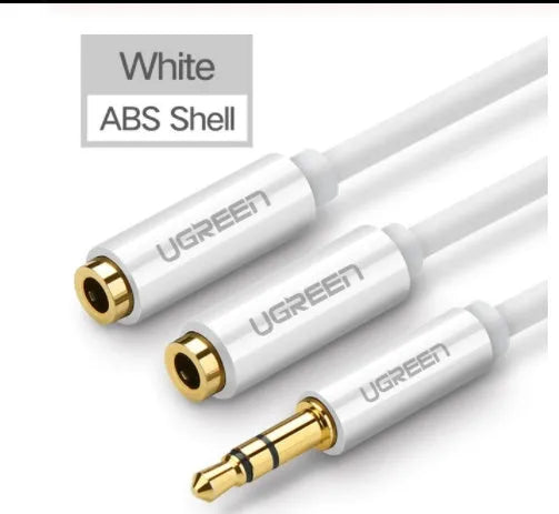 Earphone 1/2 couple cable with gold-plated 3.5mm connectors and 20cm length