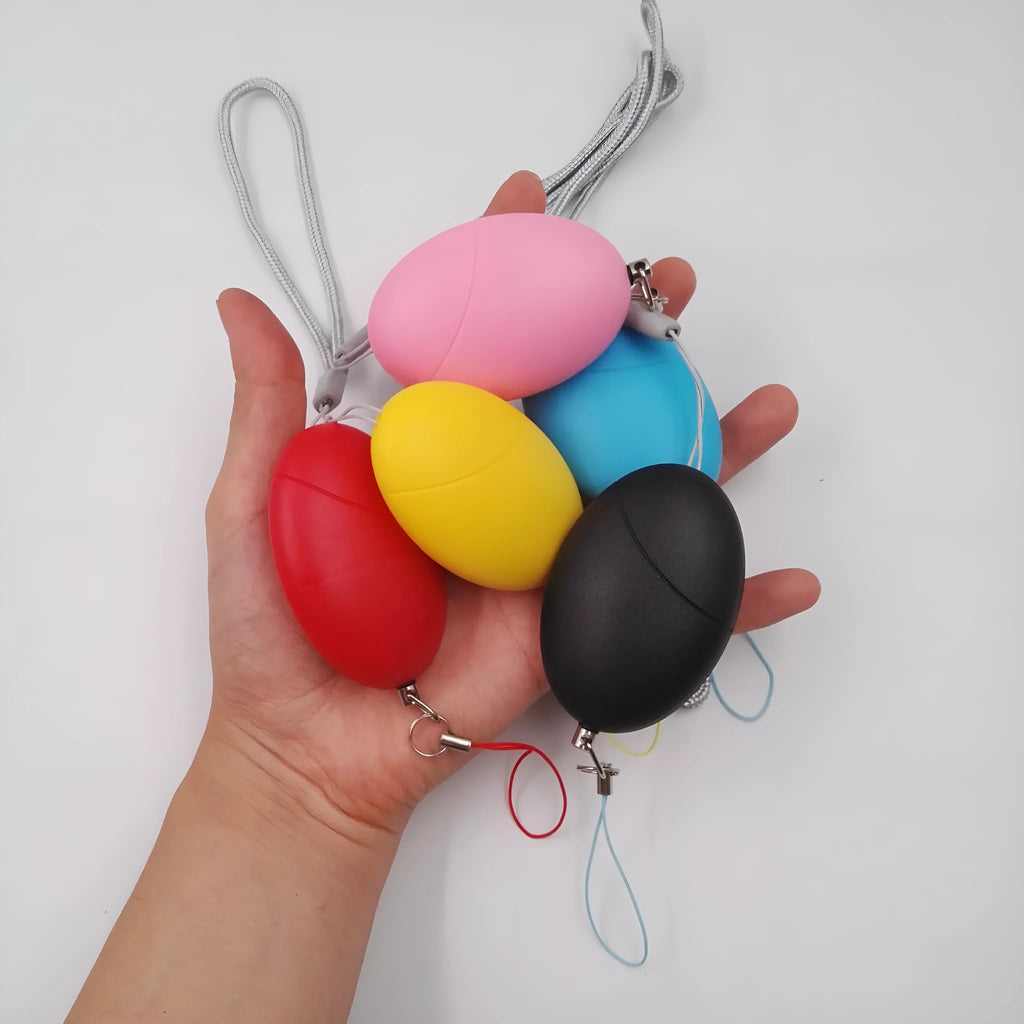 Oval 120dB personal alarm for women, elderly and children in black, blue, pink, red or yellow