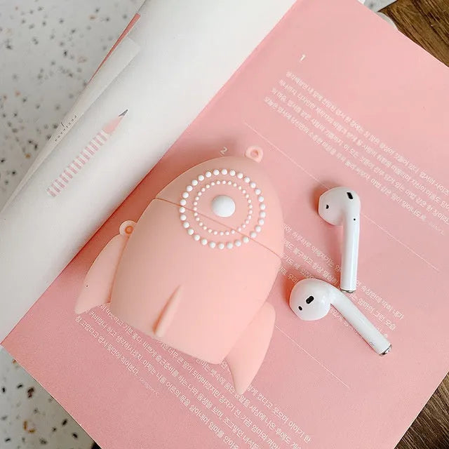 Black and pink silicone protective cases for Apple AirPods 1 and 2 charging cases