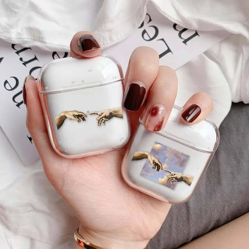 Transparent protective cover for Apple AirPods and AirPods Pro cases with visible cutouts