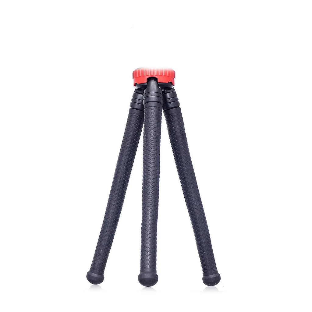 Black octopus flexible tripod stand with spherical gimbal head for mounting phones and cameras.