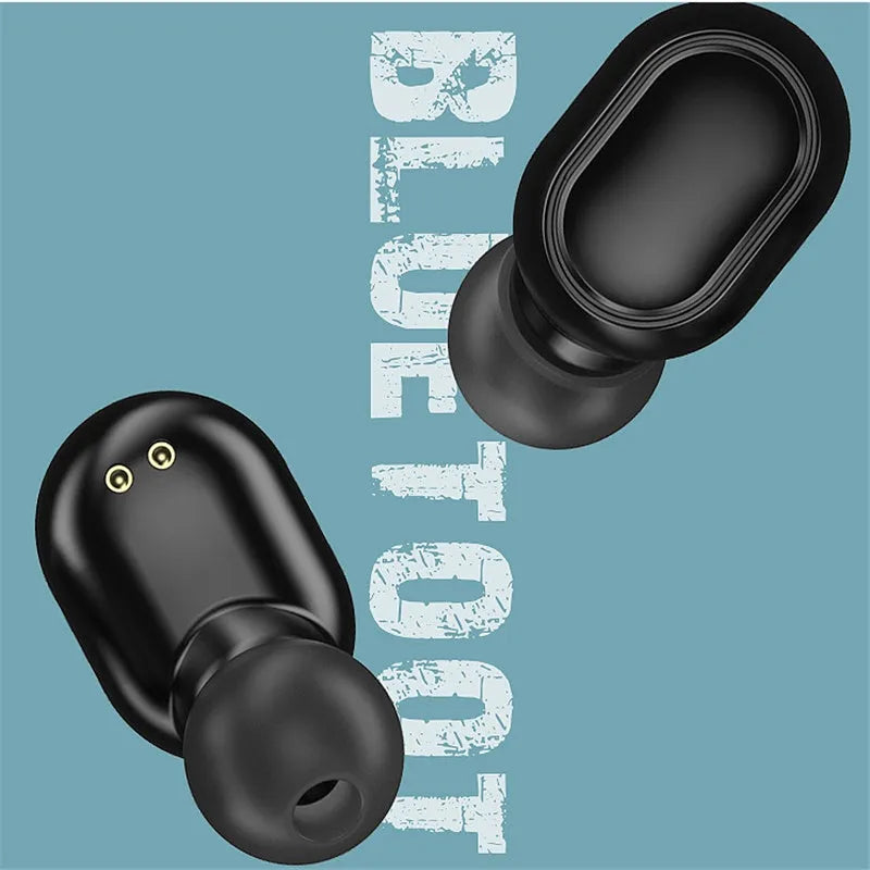 Black TWS digital display XT01 Bluetooth headphones with charging case showing white and blue indicator lights.