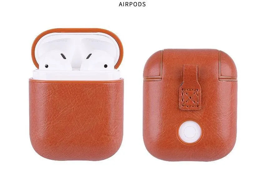 Genuine leather AirPods protective case with 0.5cm slim profile in black colour