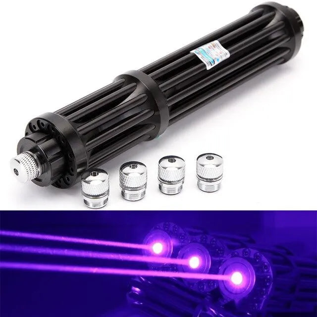 Black aluminium tactical flashlight with laser indicator and tail switch, 23mm diameter