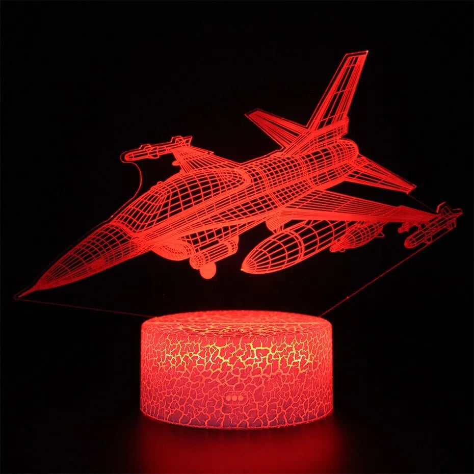 Cartoon airplane-shaped LED night light with touch control and slim acrylic shade.