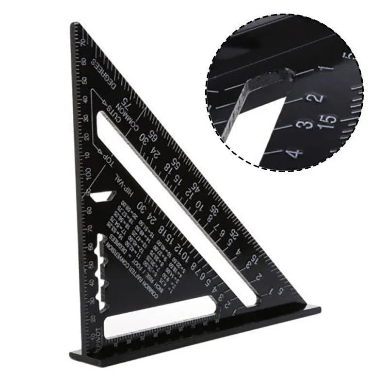 Aluminium alloy woodworking measuring square with triangle ruler design and 7-inch size