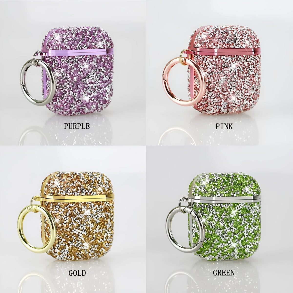 Electroplating diamond-studded AirPods case with flip rhinestone exterior for AirPods 1/2 and AirPods 3