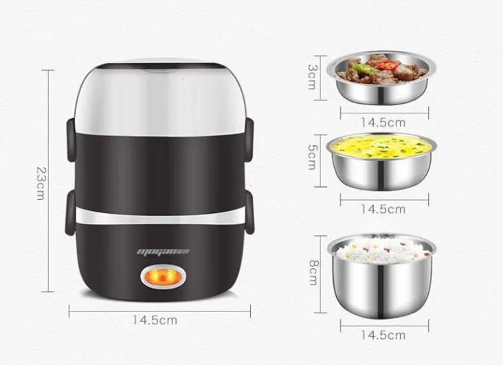 White rice cooker with 2 litre capacity and steaming basket options