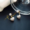 Korean-style heart-shaped stud earrings with alloy electroplating and inlaid artificial gems
