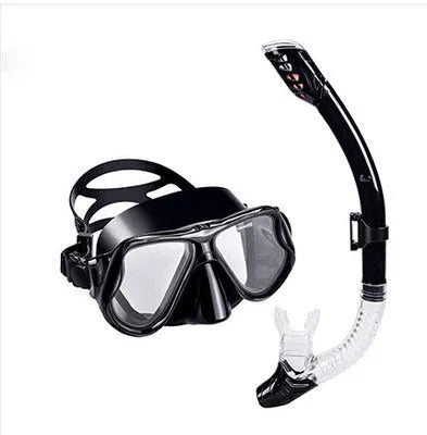 Diving goggles with anti-fog lens, PC frame, and adjustable silicone strap in black, blue, pink, or yellow