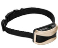 Digital anti-barking collar with adjustable strap for dogs, showing display and reflective safety design