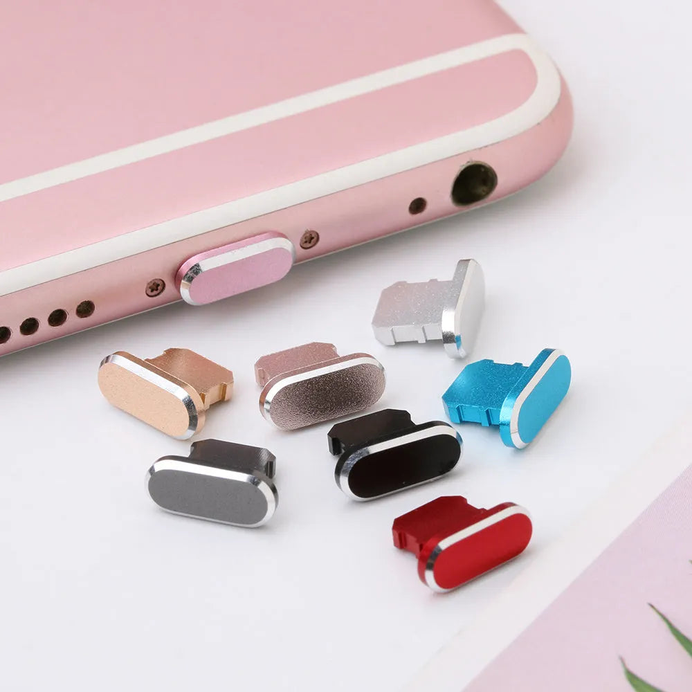 Aluminium alloy iPhone charging port dust plug in various colours for models X, XR, Max, 8, 7, 6, S, Plus