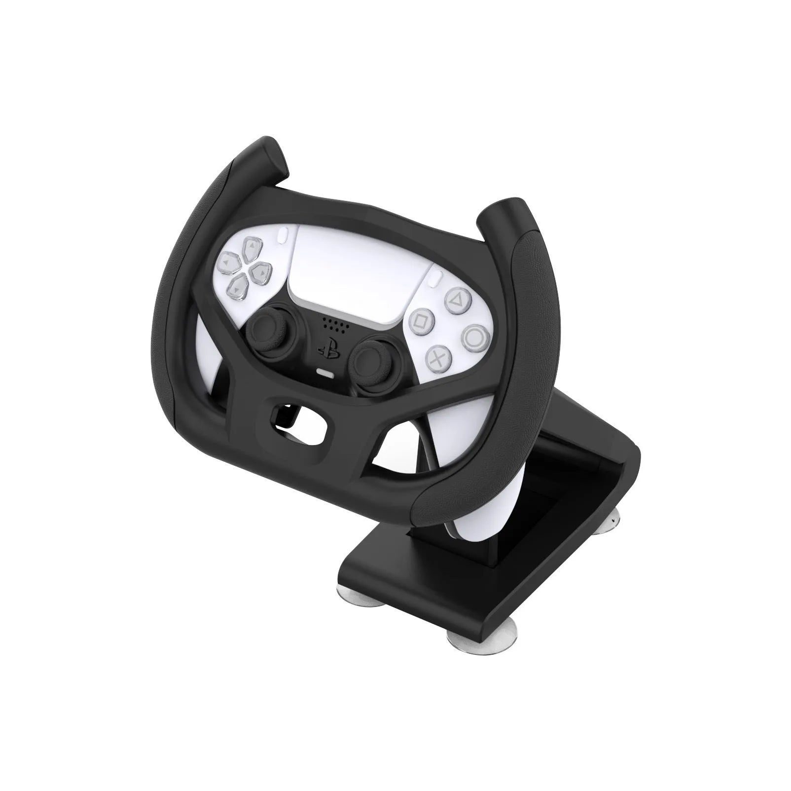Black ABS plastic gamepad steering wheel bracket with suction cup for mobile device mounting
