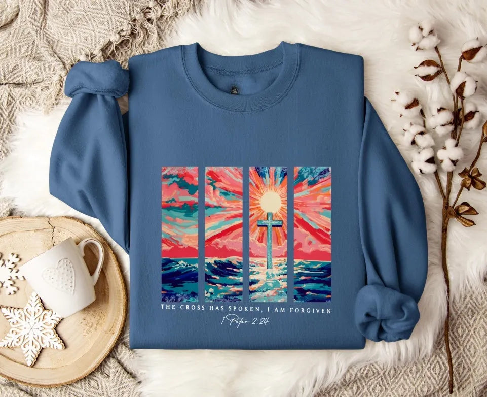 Blue plus size women's printed polyester pullover sweater with drop-shoulder sleeves in loose street fashion style