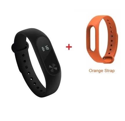 Xiaomi Mi Band 2 black smartband with OLED display on adjustable wrist strap