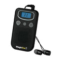 Personal voice enhancer hearing aid booster with digital display and brilliant colour ABS plastic casing.