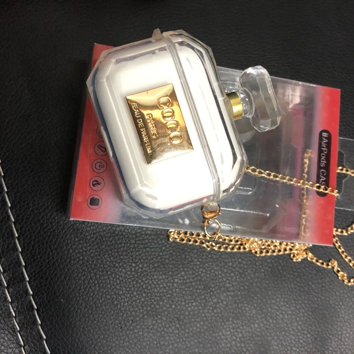 White perfume bottle design soft silicone protective case for Apple AirPods charging box.