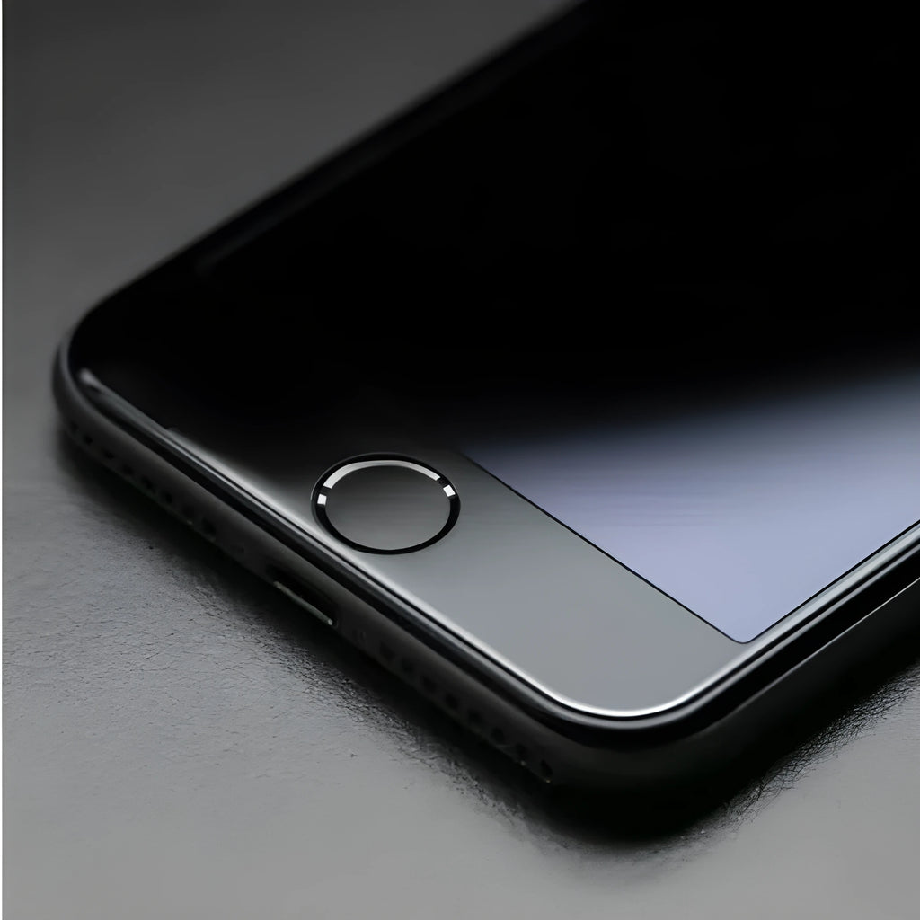 0.23mm tempered glass screen protector for iPhone with 3D curved edges in black and white.