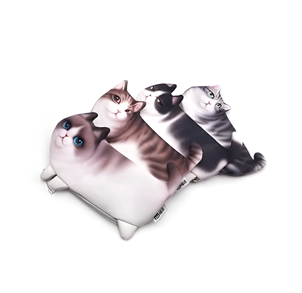 Cat makeup case travel organiser with 3D printing design in multiple colours