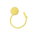 Colourful cat toy ball with attached rope and internal bell mechanism in green, pink, purple, or yellow options