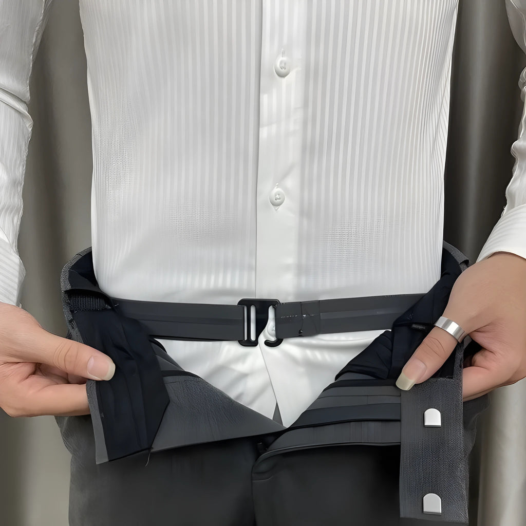 Men's black nylon non-slip shirt band with plastic hook buckle, 2-4cm ordinary width