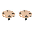 Two wooden platform mover trolleys with natural wood finish