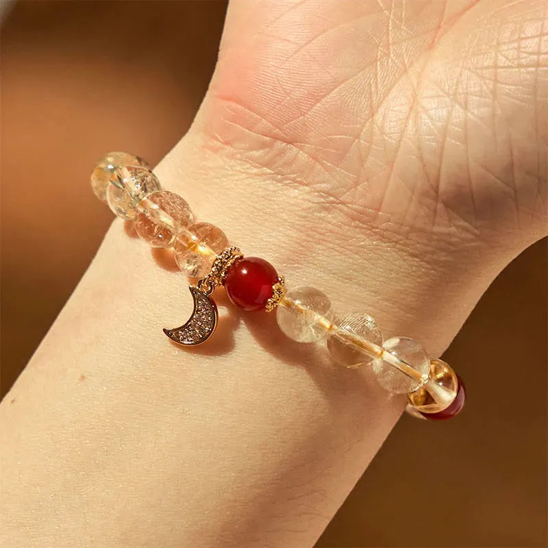 Citrine red agate crystal bracelet with manual craftsmanship for women's jewellery