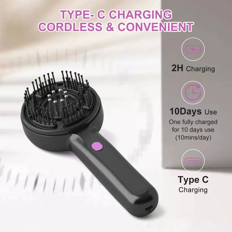 Grey USB head massager with mechanical control and anti-leak design for scalp vibration therapy