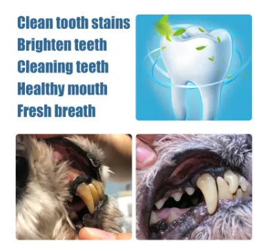 Yegbong pet teeth whitening pen with 3ml+3ml dual-formula and two dental brushes for dog and cat tartar removal