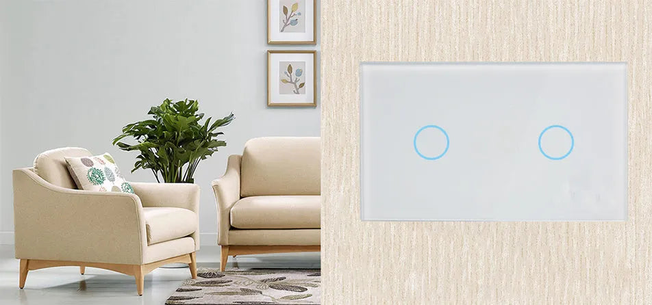 US-RF-02 touch light switch with tempered glass panel and RF remote control features
