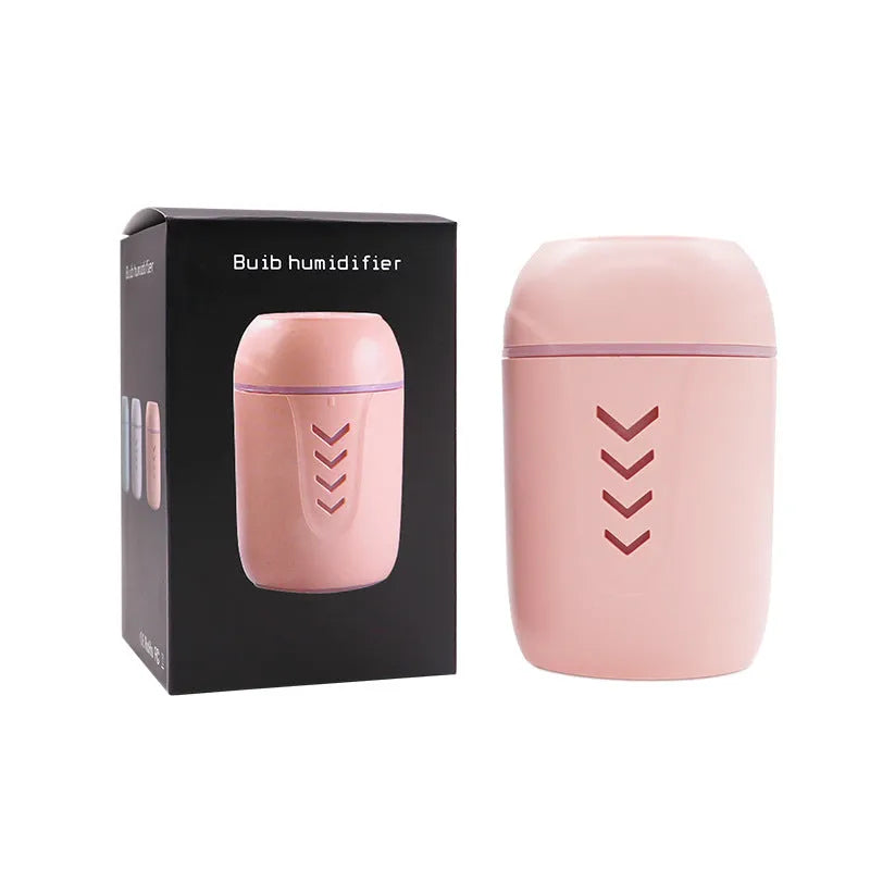 X3 portable car humidifier in blue colour with 200ml transparent tank, mechanical dial, and USB cable for vehicle use
