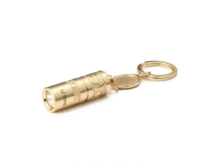 Gold zinc alloy waterproof LED flashlight keychain with mini portable design for emergency outdoor use