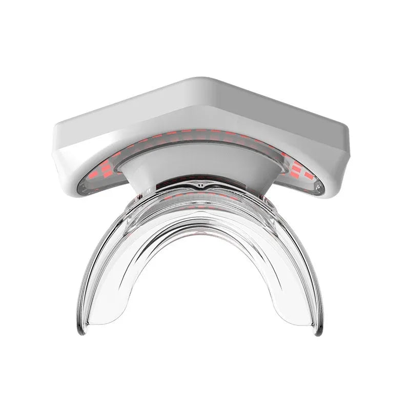 White plastic red light lip care instrument with DC 5V 2A input and 3.7V 450mAh cell