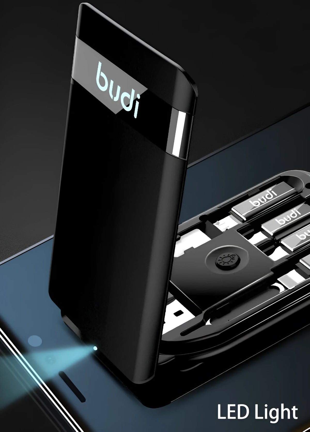 Black multi-function data line card package with 0.3m cable compatible with Apple iPhone devices