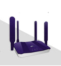 Blue 4G all netcom dual mode router with four antennas, measuring 153 mm wide, for wireless and wired internet connectivity