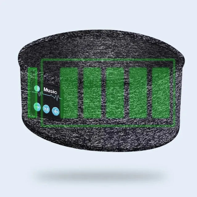 Wireless Bluetooth V5.0 sports headband with music call, 26x10cm cationic polyester, black colour