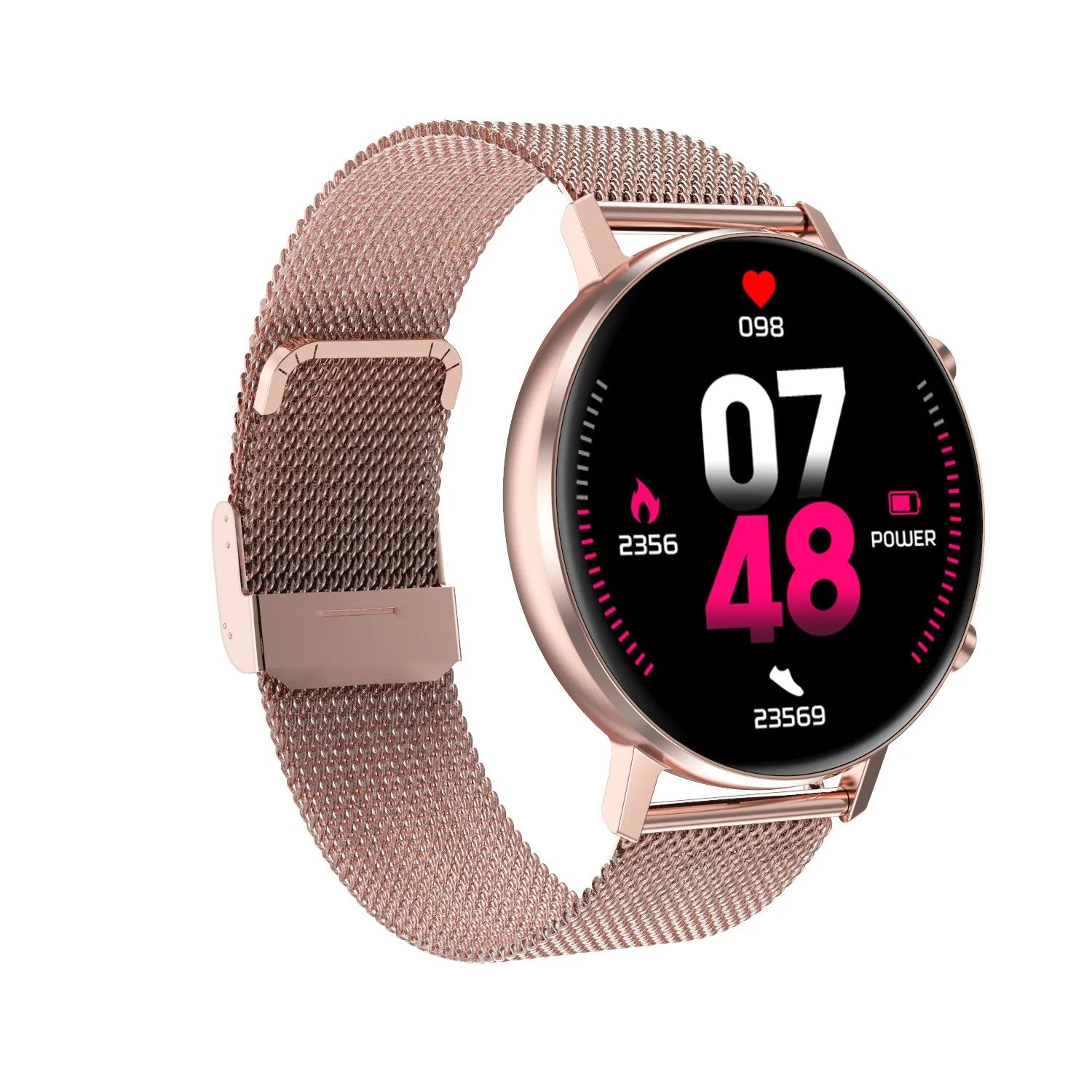 DT96 smart bracelet with steel strap, 1.3-inch AMOLED display, showing black colour option