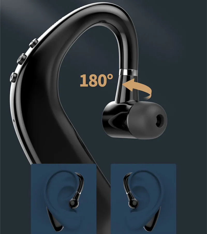 Black blue wireless Bluetooth unilateral in-ear headset with 10mm speaker and 90 mAh battery